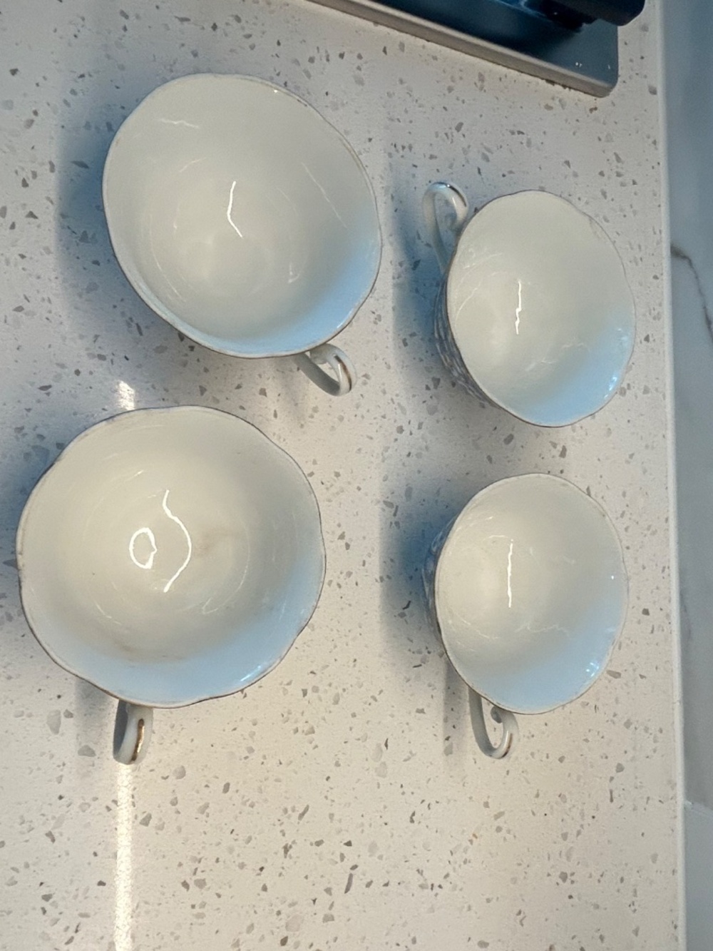 Four Lefton Blue & White #Paisley Vintage China Tea Cups Cottagecore Gift Set - Picture 7 of 8